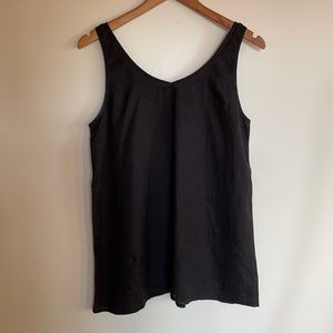 Maiwa “Santana Tank” size L black 100% linen tank top.